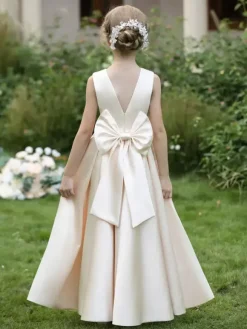 Wedding Flower Girl Dresses Special Occasion Dresses Blue Gray Sleeveless Bows
