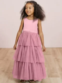 Wedding Party Dresses Wedding Sweet Dinner Dresses Flower Girl Dress Flower Girl Dresses Sleeveless Tiered Bows Blue Green