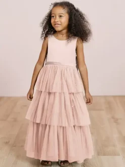 Wedding Party Dresses Wedding Sweet Dinner Dresses Flower Girl Dress Flower Girl Dresses Sleeveless Tiered Bows Blue Green