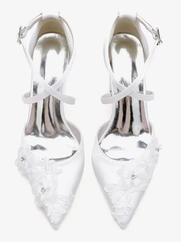 Wedding Shoes Bridal Pumps Satin Pointed Toe