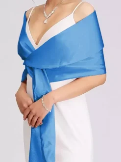 Wedding Wrap Silver Shawls Satin Fabric Bridal Cover Ups