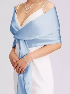 Wedding Wrap Silver Shawls Satin Fabric Bridal Cover Ups