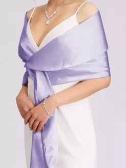 Wedding Wrap Silver Shawls Satin Fabric Bridal Cover Ups