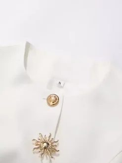 White Cami Top Jewel Neck Buttons Chic Camis For Women
