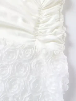 White Halter Neck Maxi Dress With 3D Flower Skirt 2026
