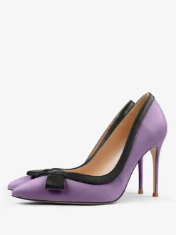White High Heels Women Pointed Toe Bow Slip On Dress Shoes
