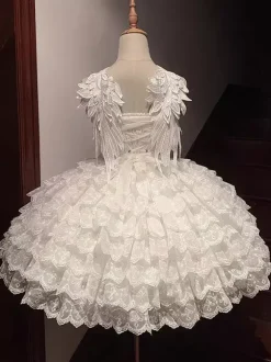 White Hime Lolita Dress Sweet Swan JSK Lace Bows Lolita Dress