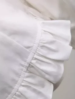 White Lolita Blouse Cotton Long Sleeves High Collar Ruffles Lolita Top