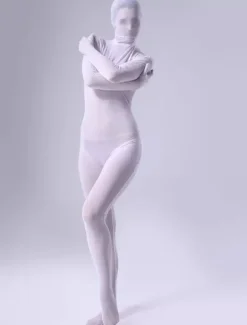 White Perspective Zentai Suit Lace Unisex Bodysuit For