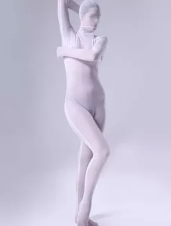 White Perspective Zentai Suit Lace Unisex Bodysuit For