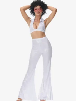 White 90's Retro Tudor Dress Costumes Women's Retro Hip Pop Costume Outfits