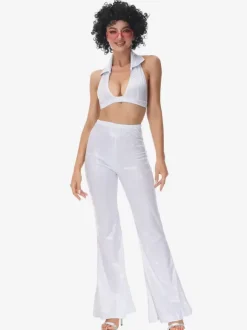 White 90's Retro Tudor Dress Costumes Women's Retro Hip Pop Costume Outfits