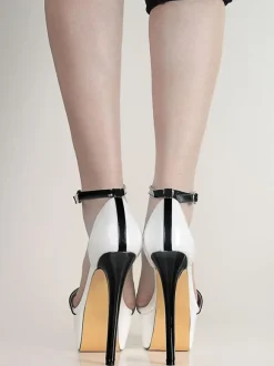White Sexy Shoes Women Open Toe Platform Sky High Ankle Strap Sandal Shoes High Heel Sandals