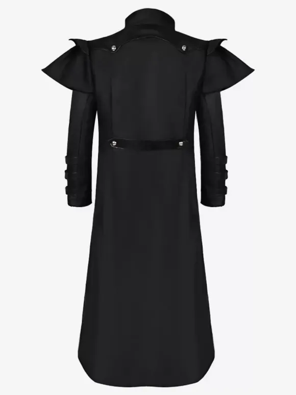 White Vintage Top Retro Grommets Long Sleeves Medieval Palace Banquet Wear Zipper Long Gothic Coat