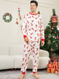 White And Red Gingerbread Man Print Family Christmas Pajamas 2026