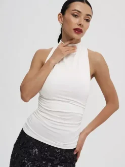 White Cami Top Halter Sexy Backless Sleeveless Women Camis