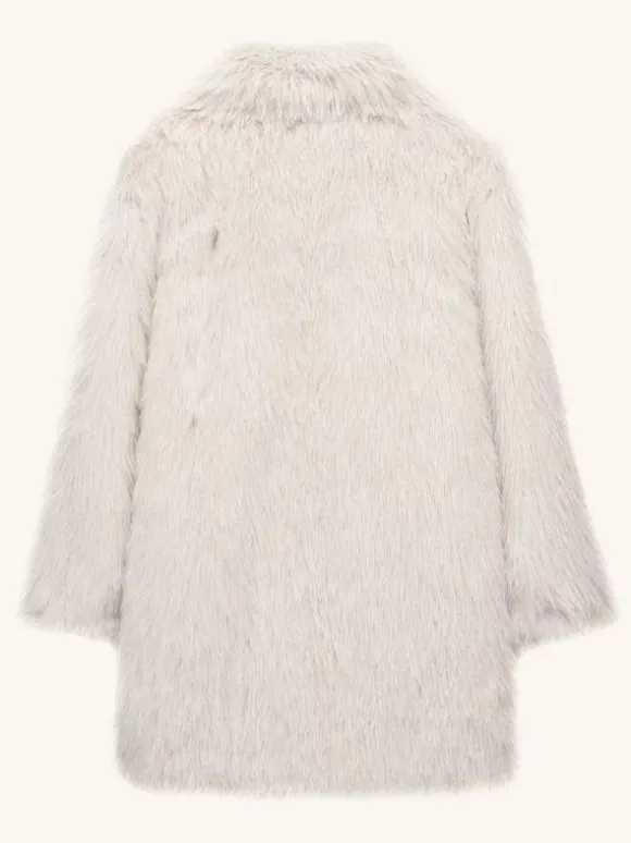 White Faux Fur Midi Coat Notched Lapel Winter Eco-friendly Long Jacket For Women 2026