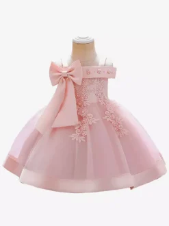 White Flower Girl Dresses Soft Pink Tulle Sleeveless Square Neck Flower Girl Dresses