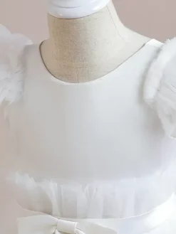 White Flower Girl Dresses Special Occasion Dresses Pink Polyester Short Sleeves Jewel Neck Flower Girl Dresses