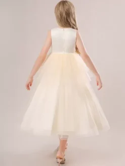 White Flower Girl Dresses Special Occasion Dresses Champagne Tulle Sleeveless Jewel Neck Flower Girl Dresses