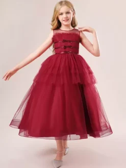White Flower Girl Dresses Special Occasion Dresses Champagne Tulle Sleeveless Jewel Neck Flower Girl Dresses