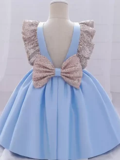 White Flower Girl Dresses Special Occasion Dresses Pink Polyester Short Sleeves Jewel Neck Flower Girl Dresses