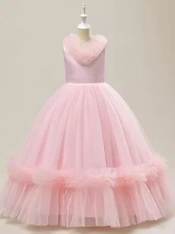 White Flower Girl Dresses Special Occasion Dresses Champagne Tulle Sleeveless V-Neck Flower Girl Dresses