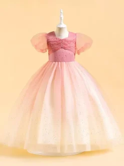 White Flower Girl Dresses Special Occasion Dresses Pink Sequined Short Sleeves Jewel Neck Flower Girl Dresses
