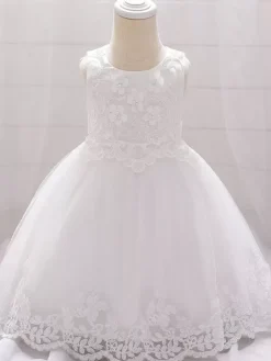 White Flower Girl Dresses Special Occasion Dresses Champagne Lace Sleeveless Jewel Neck Flower Girl Dresses