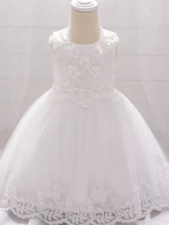 White Flower Girl Dresses Special Occasion Dresses White Lace Sleeveless Jewel Neck Flower Girl Dresses