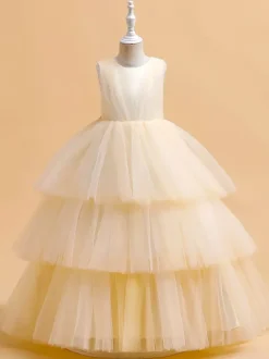 White Flower Girl Dresses Special Occasion Dresses Dark Green Tulle Sleeveless Jewel Neck Flower Girl Dresses