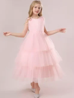 White Flower Girl Dresses Special Occasion Dresses Dark Green Tulle Sleeveless Jewel Neck Flower Girl Dresses