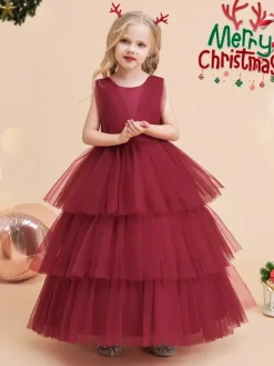 White Flower Girl Dresses Special Occasion Dresses Dark Green Tulle Sleeveless Jewel Neck Flower Girl Dresses