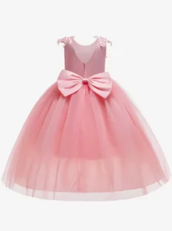 White Flower Girl Dresses Special Occasion Dresses Pink Tulle Sleeveless Jewel Neck Flower Girl Dresses