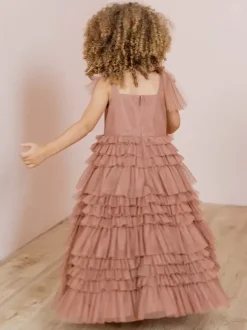 White Flower Girl Dresses Blush Pink Tulle Sleeveless Jewel Neck Flower Girl Dresses