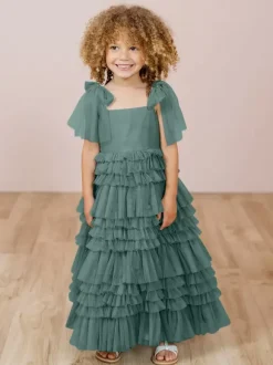 White Flower Girl Dresses Blush Pink Tulle Sleeveless Jewel Neck Flower Girl Dresses