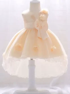 White Flower Girl Dresses Champagne Tulle Sleeveless Jewel Neck Flower Girl Dresses