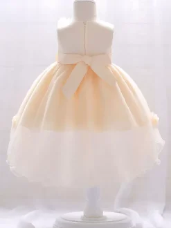 White Flower Girl Dresses Champagne Tulle Sleeveless Jewel Neck Flower Girl Dresses