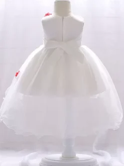White Flower Girl Dresses Champagne Tulle Sleeveless Jewel Neck Flower Girl Dresses