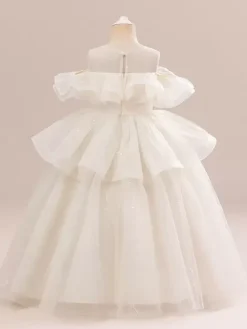 White Flower Girl Dresses Champagne Organza Sleeveless Jewel Neck Flower Girl Dresses
