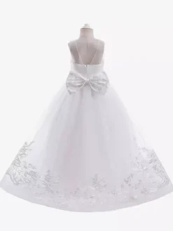 White Flower Girl Dresses Champagne Lace Sleeveless Jewel Neck Flower Girl Dresses