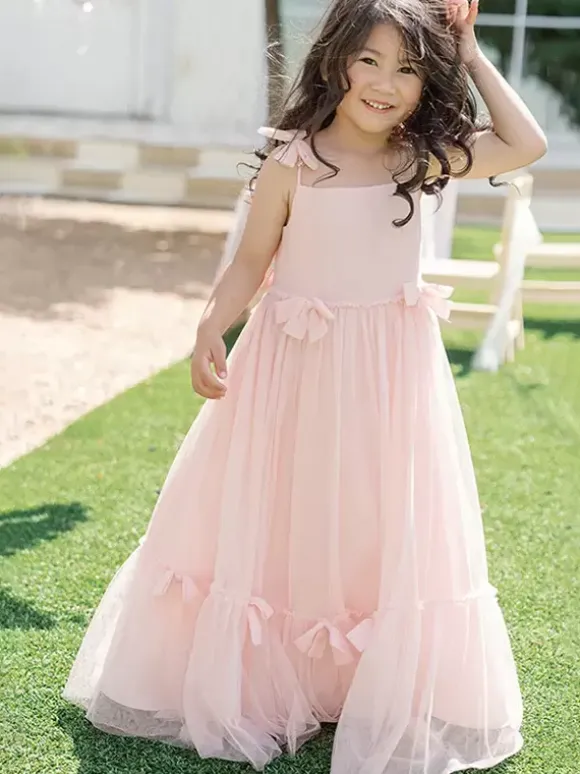 White Flower Girl Dresses Soft Pink Organza Sleeveless Jewel Neck Flower Girl Dresses