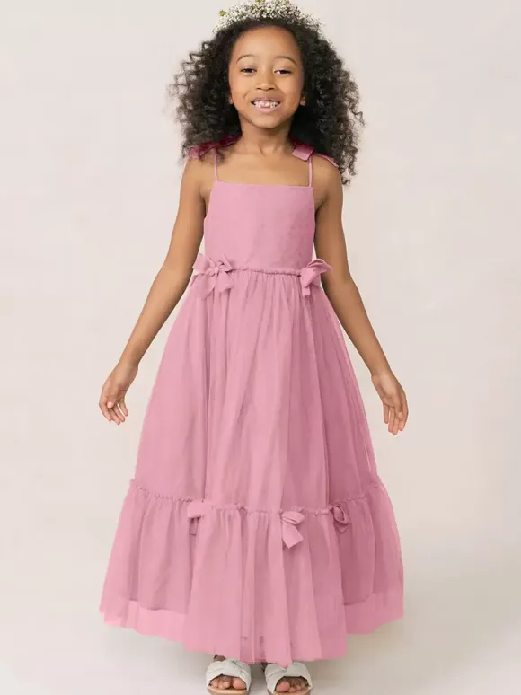 White Flower Girl Dresses Soft Pink Organza Sleeveless Jewel Neck Flower Girl Dresses