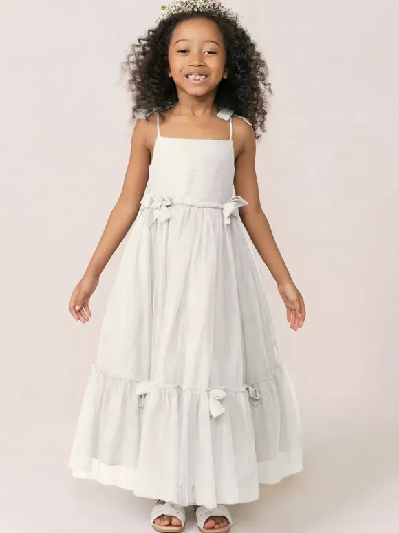 White Flower Girl Dresses Soft Pink Organza Sleeveless Jewel Neck Flower Girl Dresses