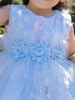 White Flower Girl Dresses Special Occasion Dresses Pink Lace Sleeveless Jewel Neck Flower Girl Dresses