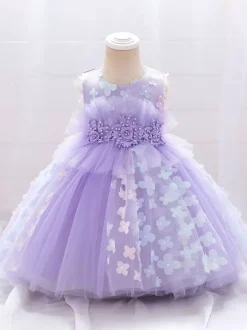 White Flower Girl Dresses Special Occasion Dresses Pink Lace Sleeveless Jewel Neck Flower Girl Dresses