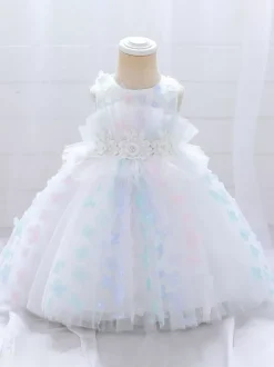 White Flower Girl Dresses Special Occasion Dresses Pink Lace Sleeveless Jewel Neck Flower Girl Dresses