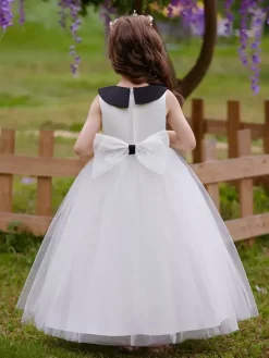 White Flower Girl Dresses Special Occasion Dresses White Tulle Sleeveless Jewel Neck Flower Girl Dresses
