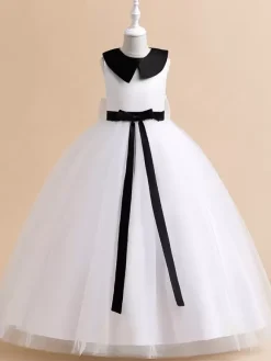 White Flower Girl Dresses Special Occasion Dresses White Tulle Sleeveless Jewel Neck Flower Girl Dresses