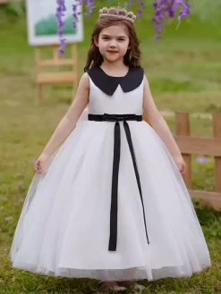 White Flower Girl Dresses Special Occasion Dresses White Tulle Sleeveless Jewel Neck Flower Girl Dresses